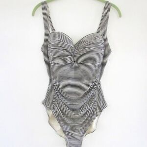 Niptuck Joanne One Piece Swimsuit Sorrento Stripe Black & White Multicup Sz 10